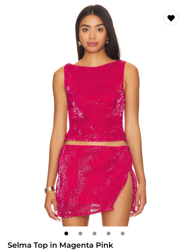 Lovers And Friends Selma Magenta Sequin Crop Top And Mini Skirt Set